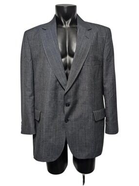 Adams Row Blazer Men’s 48R Black Glen Plaid Vintage Sport Coat Richman USA